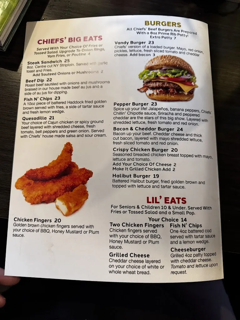 Menu_Chief's Pub & Eatery_Sylvan Lake_image_old_1