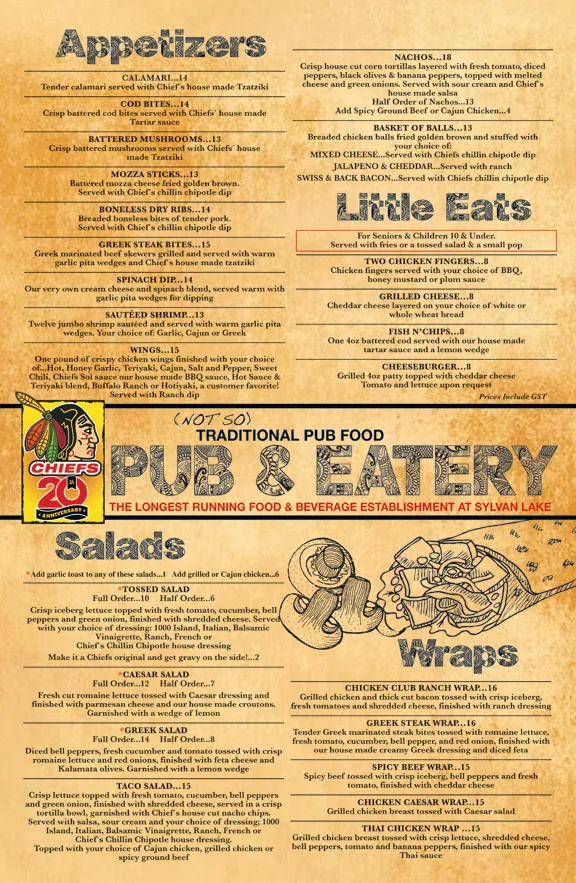 Menu_Chief's Pub & Eatery_Sylvan Lake_image_old_2