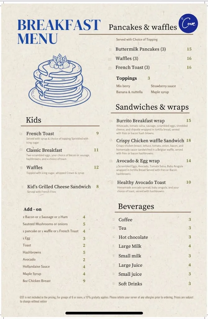 Menu_The Cove Restaurant & Lounge_Sylvan Lake_image_old_1