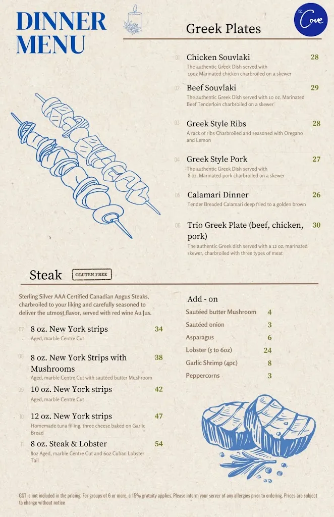 Menu_The Cove Restaurant & Lounge_Sylvan Lake_image_old_2