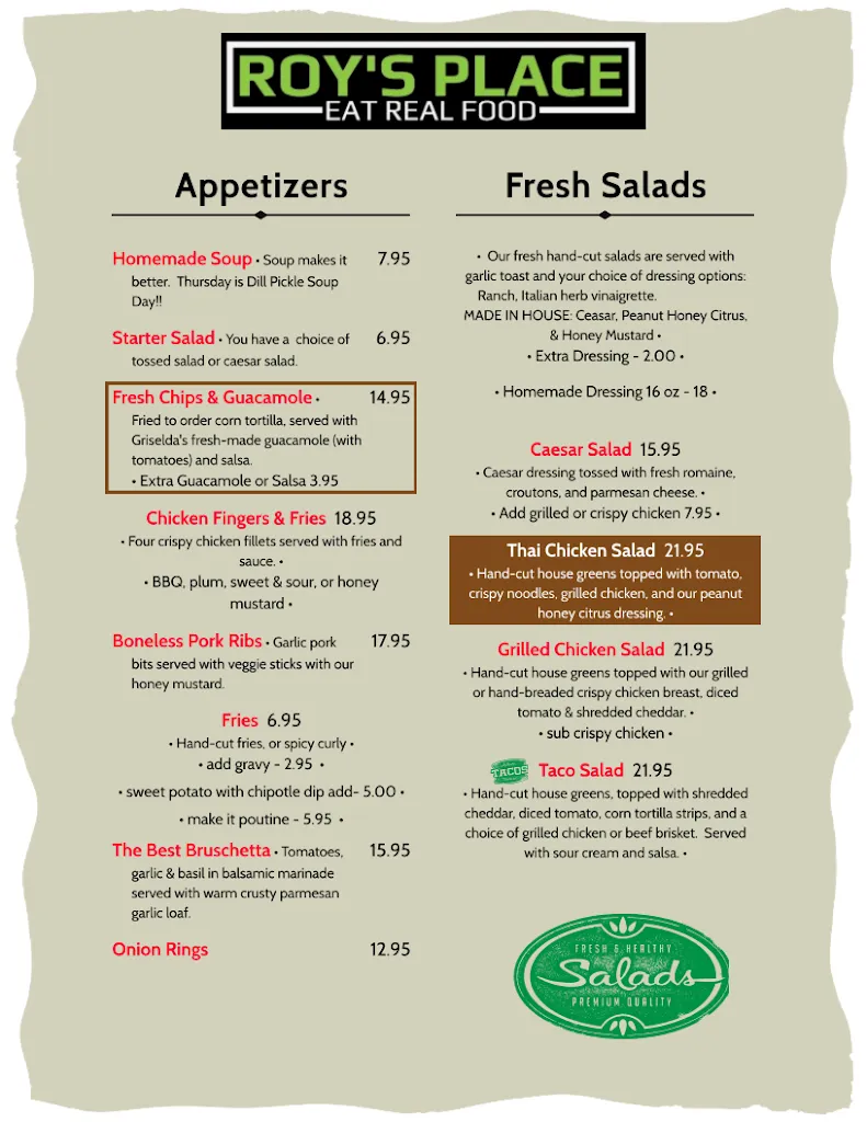 Menu_Roy's Place_Claresholm_image_old_1