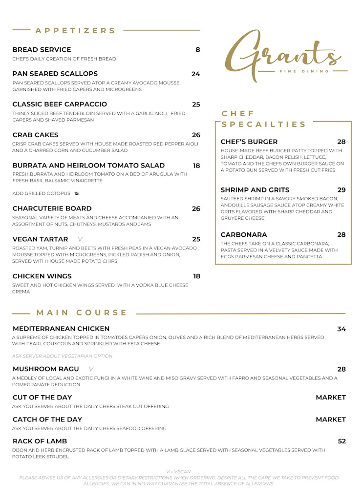Menu_Grant's Fine Dining_Castlegar_image_old_1