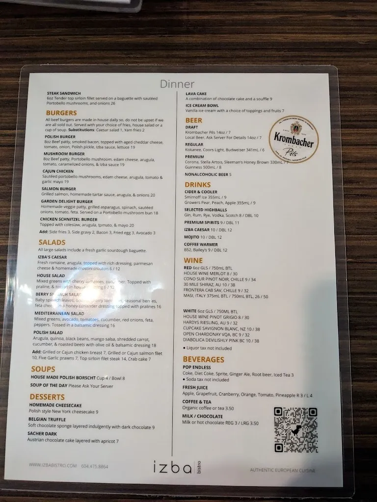 Menu_Izba Bistro_Coquitlam_image_old_2