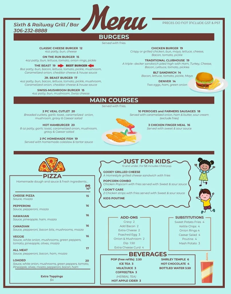 Menu_Sixth & Railway Grill / Bar_Duck Lake_image_old_2