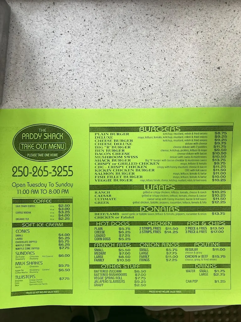 Menu_The Paddy Shack_Nakusp_image_old_1