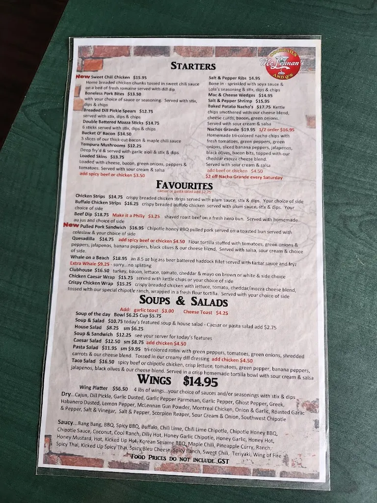 Menu_McLennan's_Coaldale_image_old_1