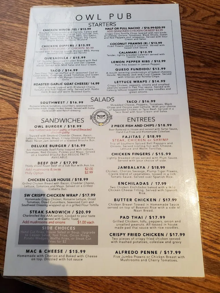 Menu_Owl Pub_Osoyoos_image_old_2