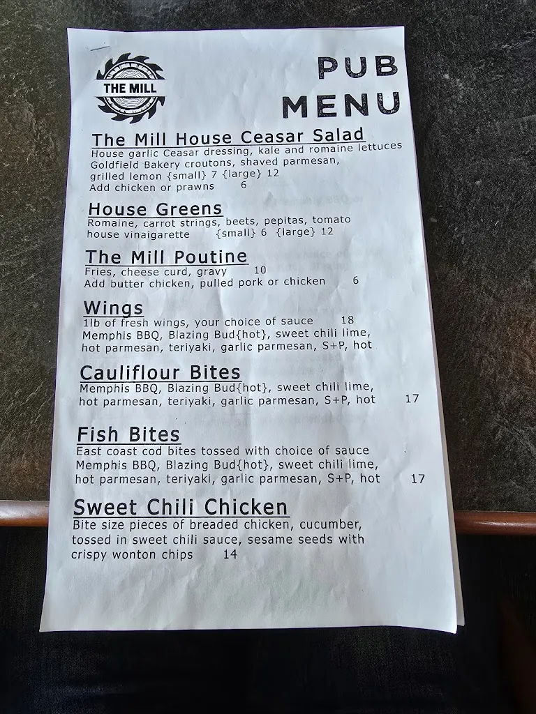 Menu_The Mill Pub_Quesnel_image_old_2