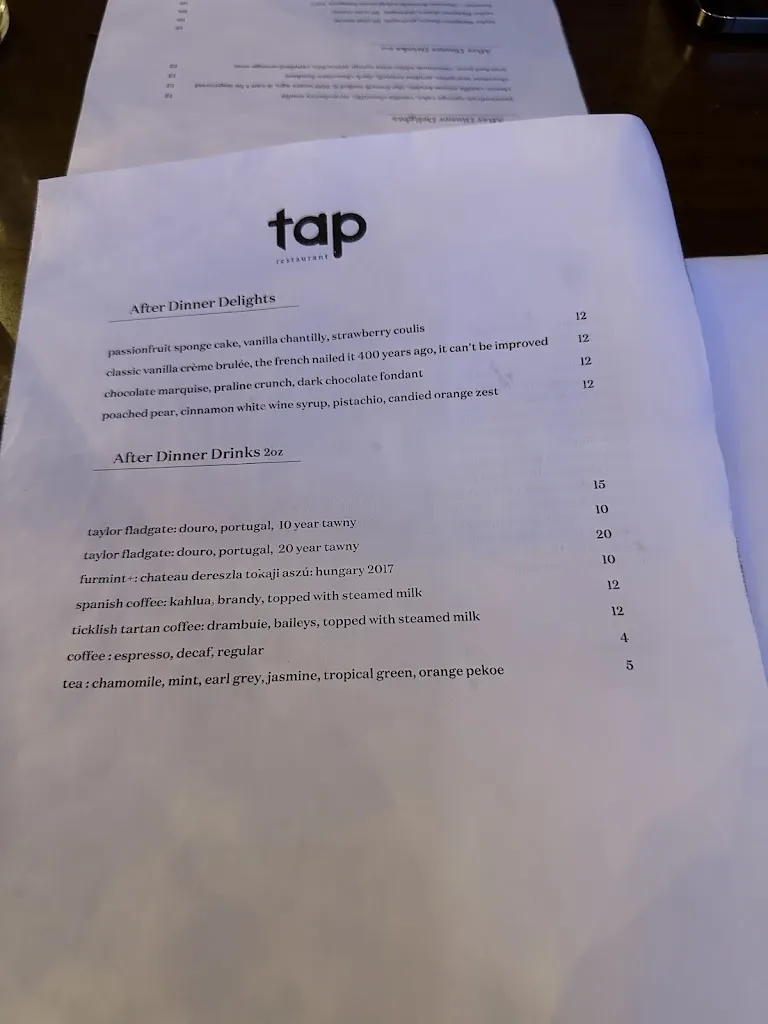 Menu_Tap Restaurant_Surrey_image_old_2