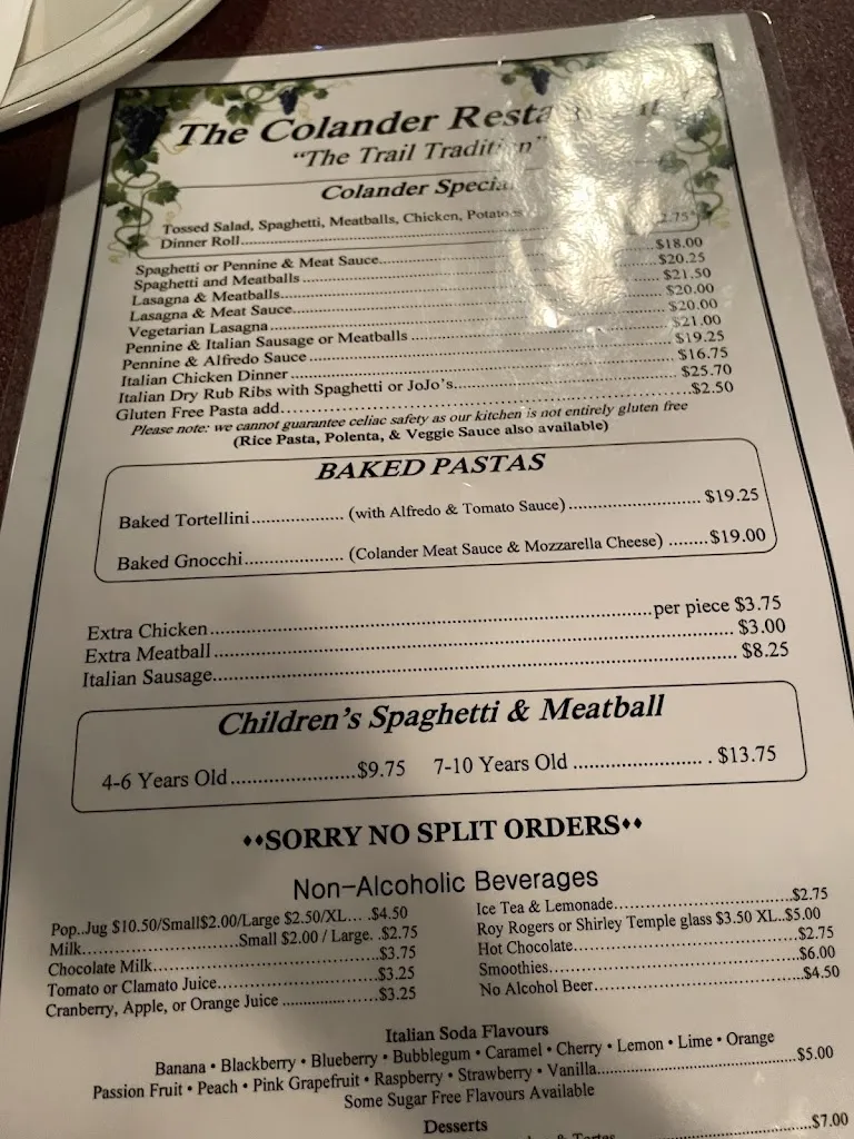 The Colander Restaurant_Trail_menu_imagen_2