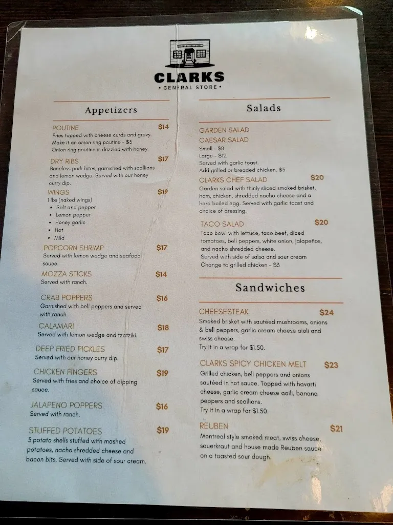 Menu_Clark's General Store_Cold Lake_image_old_2