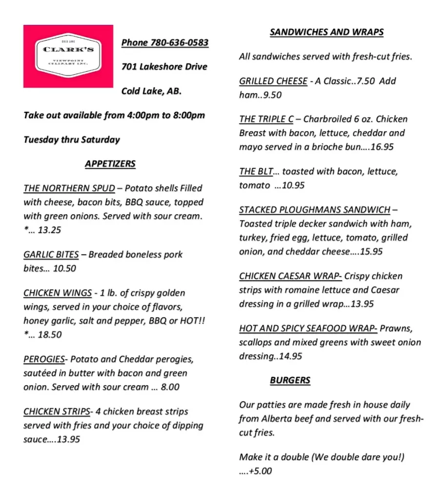 Menu_Clark's General Store_Cold Lake_image_old_3