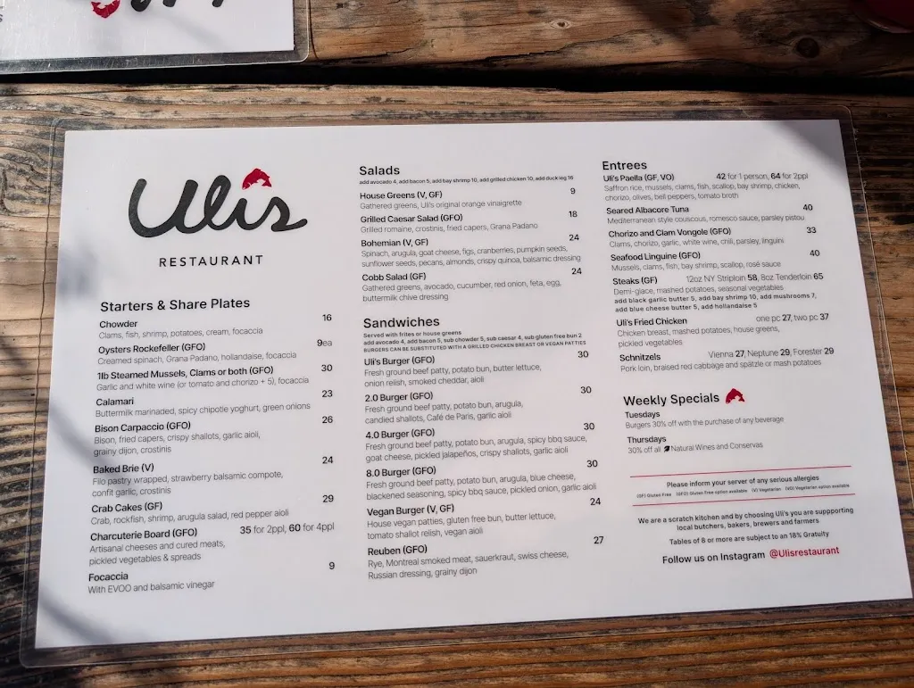 Menu_Uli's Restaurant_White Rock_image_old_1