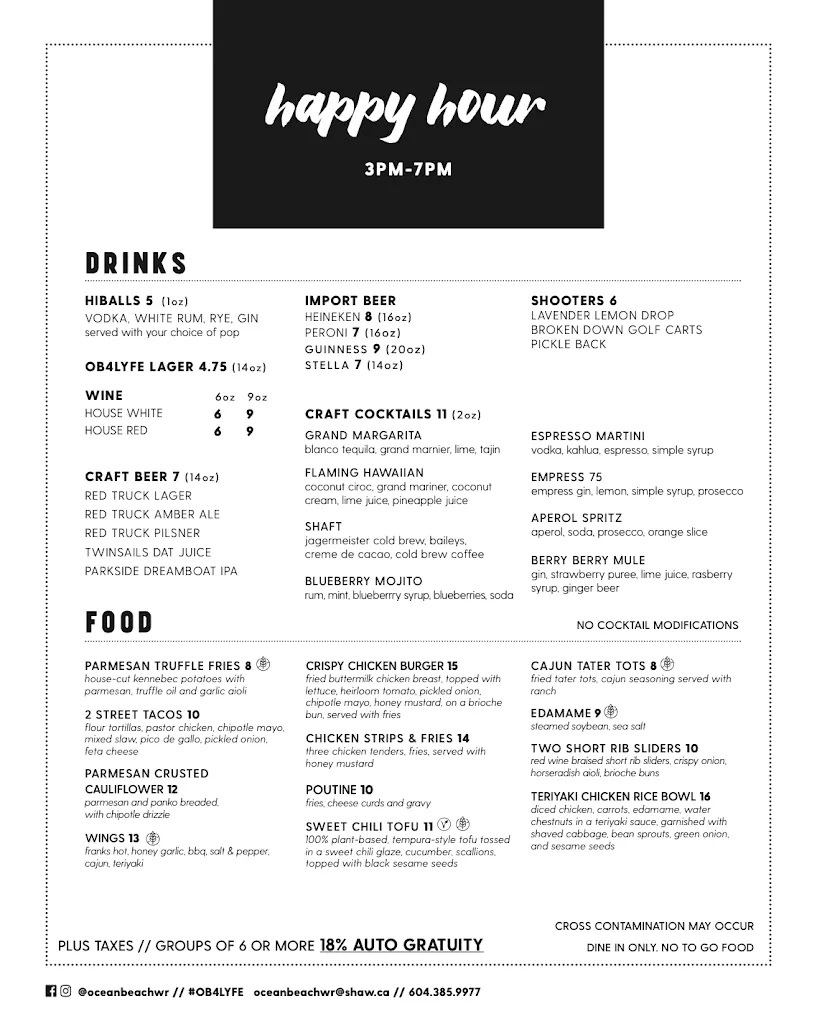Menu_The Ocean Beach Crafts, Drafts & Eats_White Rock_image_old_2