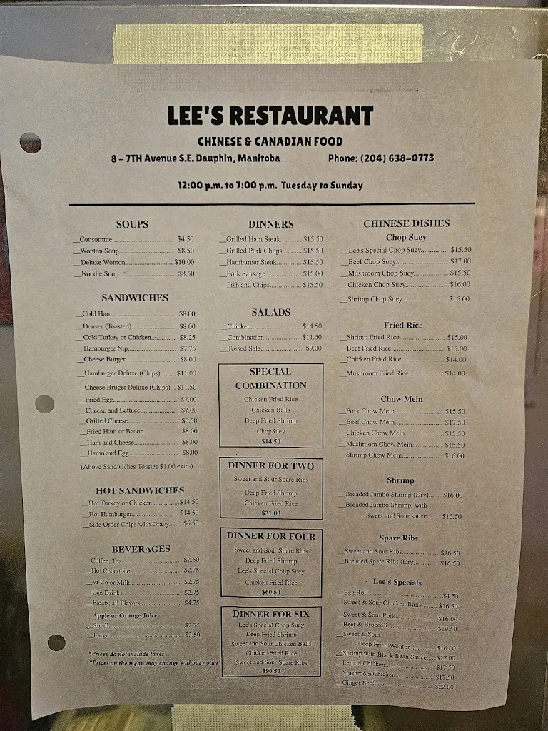 Menu_Lee's Restaurant_Dauphin_image_old_1