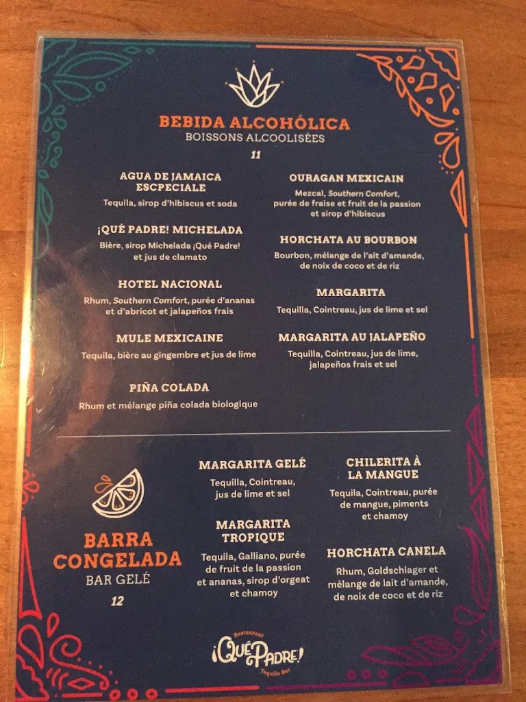 Menu_¡Qué Padre!_Edmundston_image_old_1