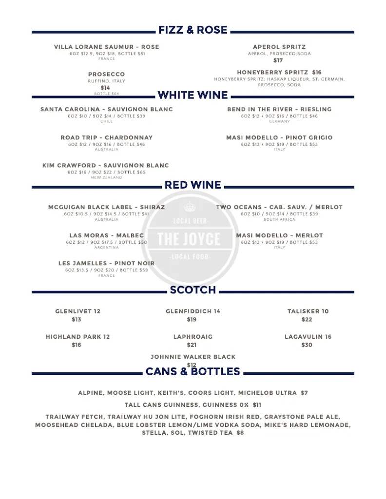 Menu_The Joyce Pub_Fredericton_image_old_2