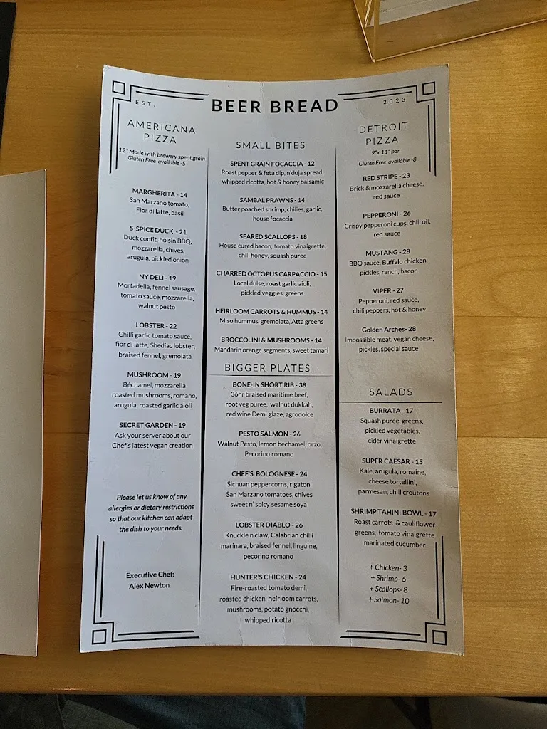 Menu_Beer Bread_Saint John_image_old_2