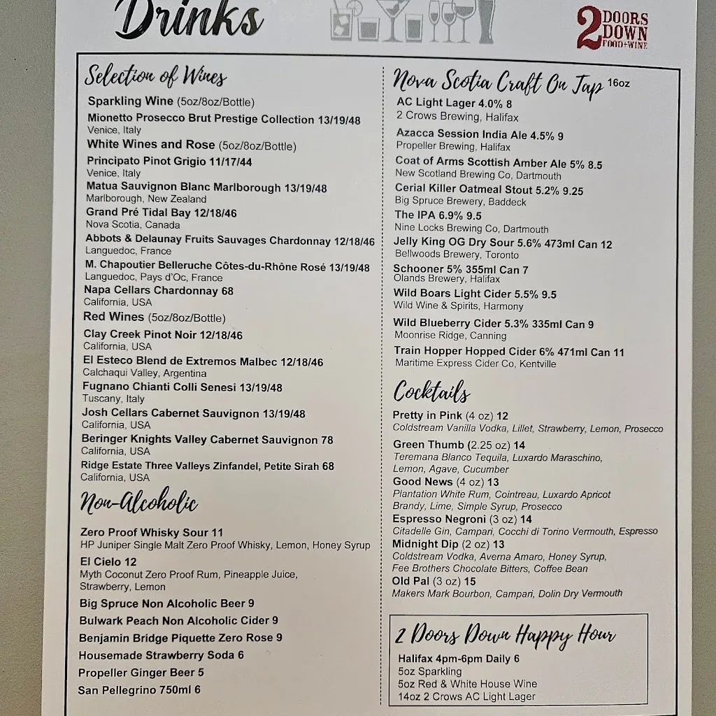 Menu_2 Doors Down Food & Wine Halifax_Halifax_image_old_2