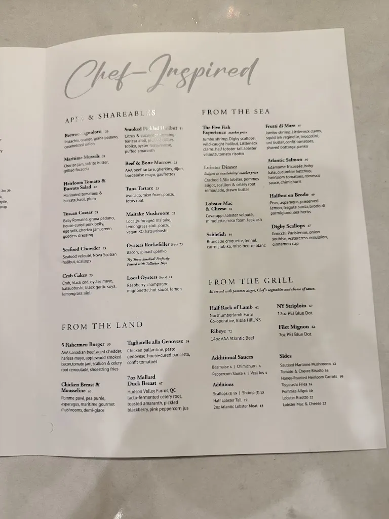 Menu_The Five Fishermen_Halifax_image_old_3