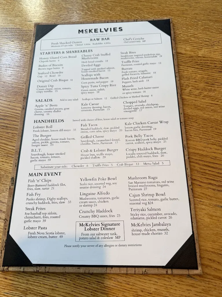 Menu_McKelvie's Restaurant_Halifax_image_old_3