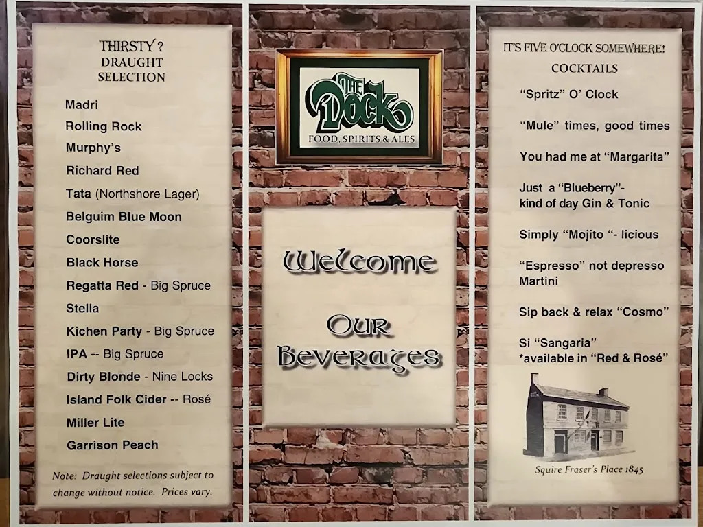 Menu_The Dock_New Glasgow_image_old_2