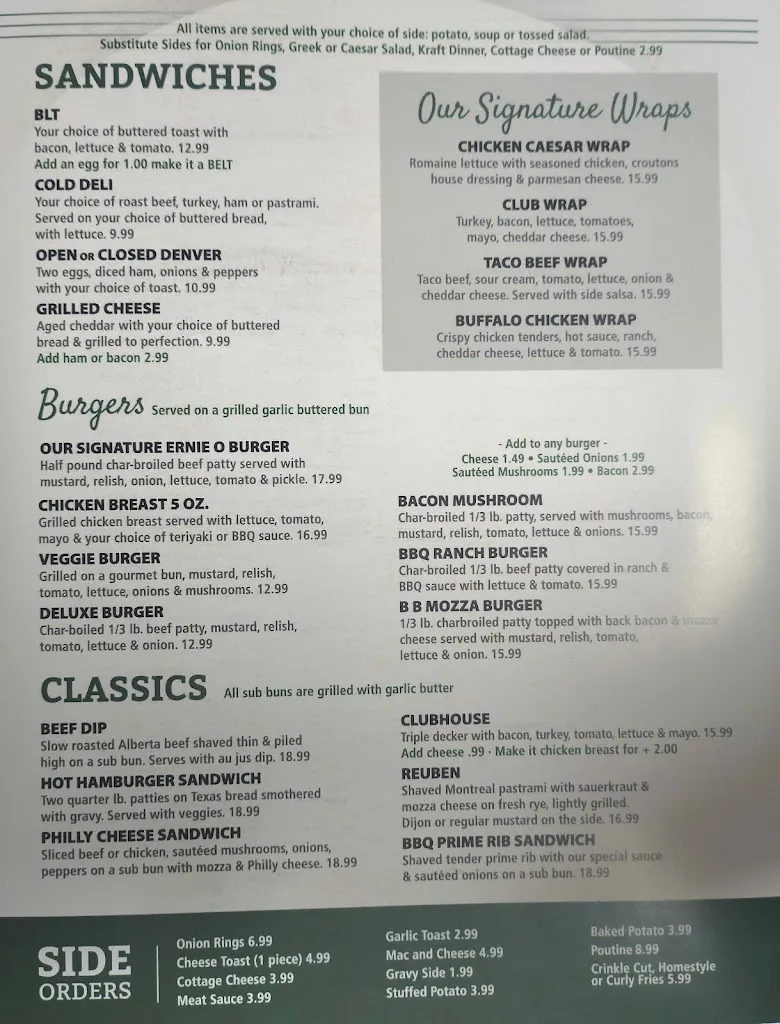 Menu_Ernie O's Restaurant & Pub_Fox Creek_image_old_2