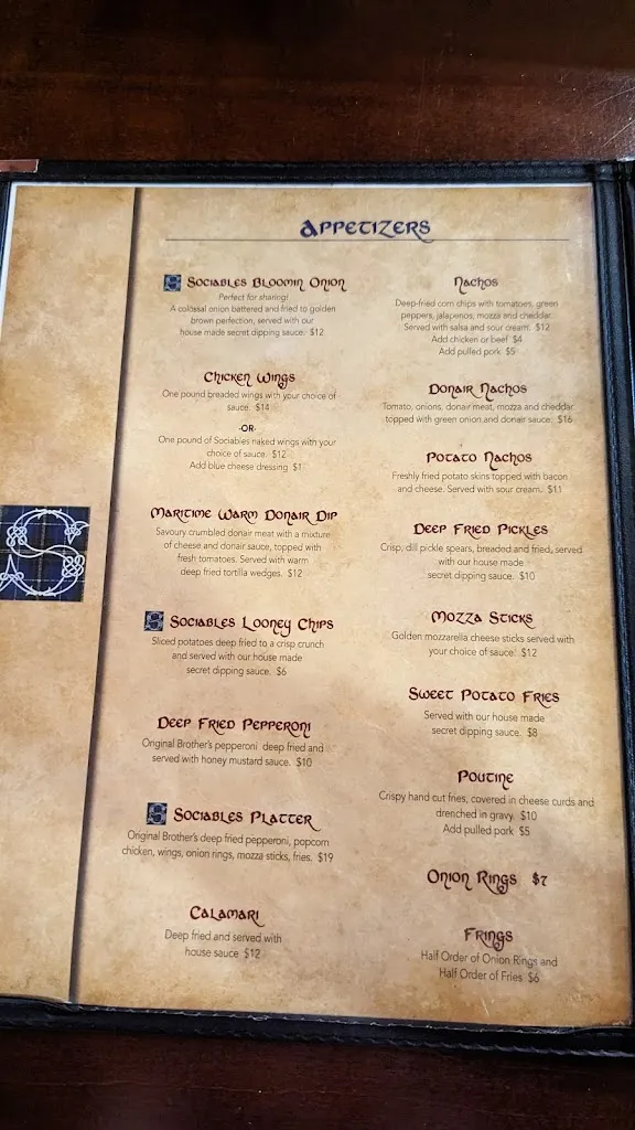 Menu_Sociables Pub and Eatery_Springhill_image_old_2