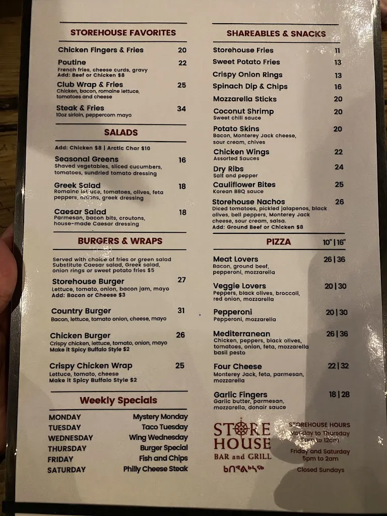 Menu_The Storehouse Bar & Grill_Iqaluit_image_old_2
