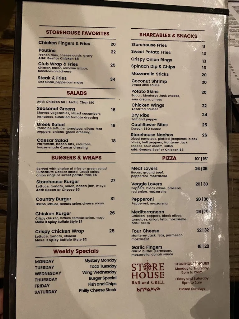 Menu_The Storehouse Bar & Grill_Iqaluit_image_old_3