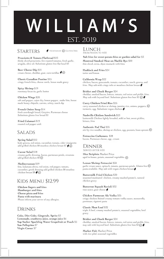William’s Restaurant_Alliston_menu_image_2
