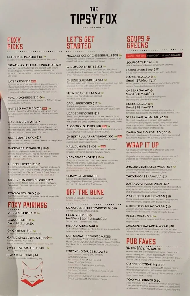 Menu_The Tipsy Fox Pub & Grill - Alliston_Alliston_image_old_1