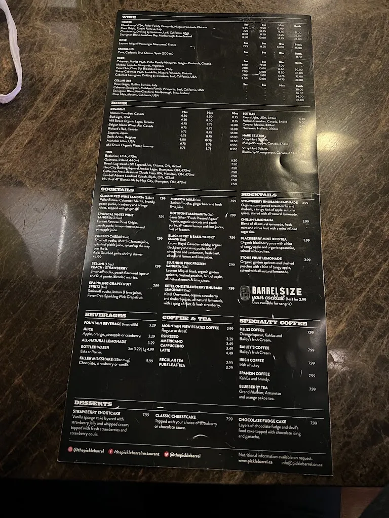 Menu_Pickle Barrel_Brampton_image_old_1