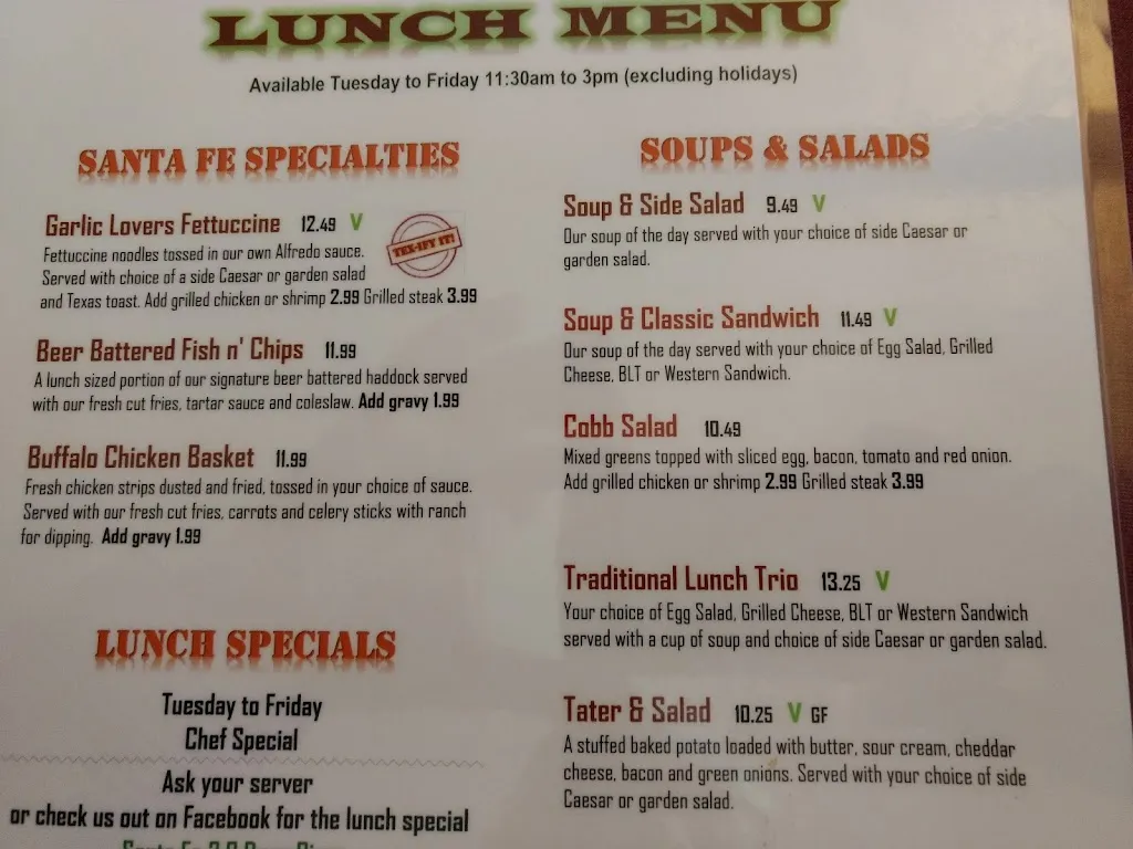 Menu_Santa Fe Restaurant_Deep River_image_old_1