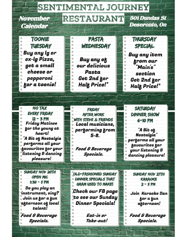 Menu_Sentimental Journey Dining & Dancing_Deseronto_image_old_1
