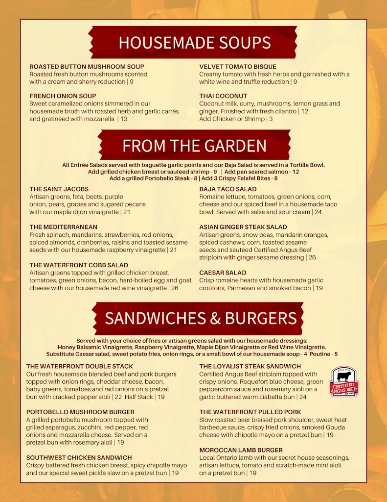 Menu_The Waterfront River Pub and Terrace_Greater Napanee_image_old_1