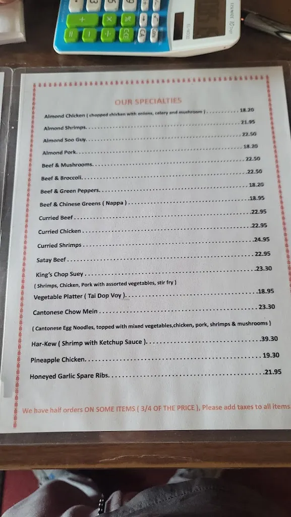 Menu_King's Cafe_Hearst_image_old_1