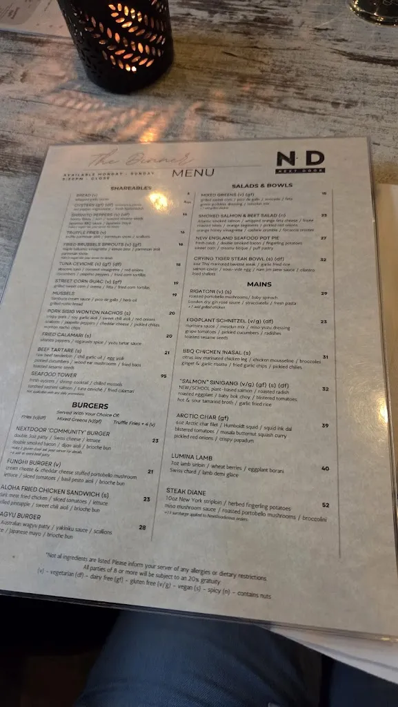 Menu_NextDoor Restaurant_Markham_image_old_1
