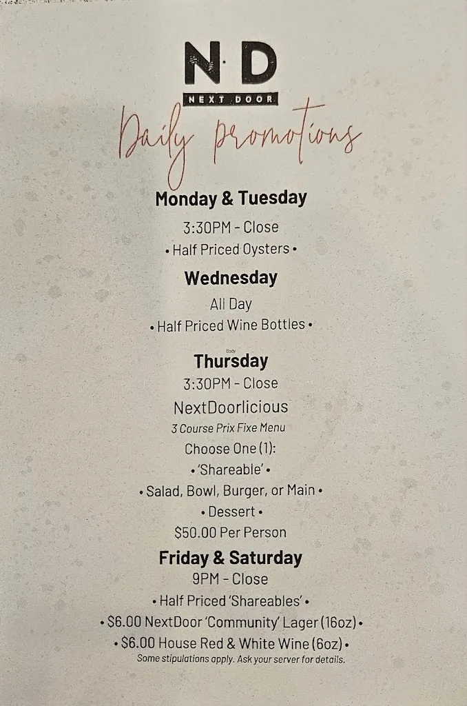 Menu_NextDoor Restaurant_Markham_image_old_3