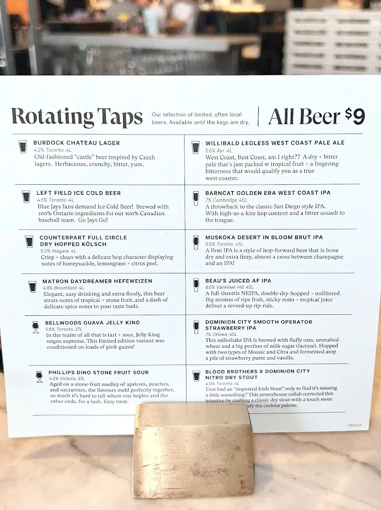 Menu_King Taps First Canadian Place_Paris_image_old_3