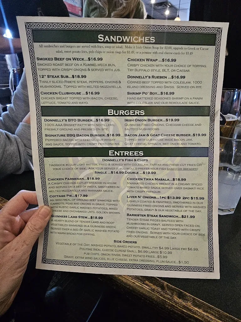 Menu_Donnelly's Pub_Thorold_image_old_2