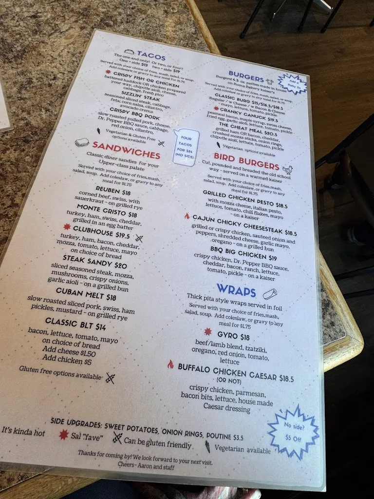 Menu_The Sal_Thunder Bay_image_old_1