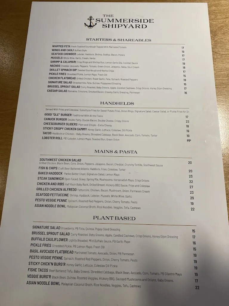 Menu_The Summerside Shipyard_Summerside_image_old_3