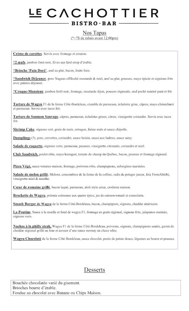 Menu_Bistro Le Cachottier_Abitibi-Témiscamingue_image_old_1