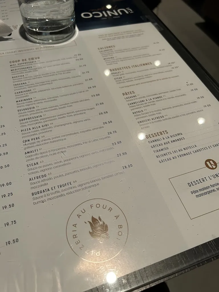 Menu_Restaurant Trattoria L'Unico_Boucherville_image_old_1