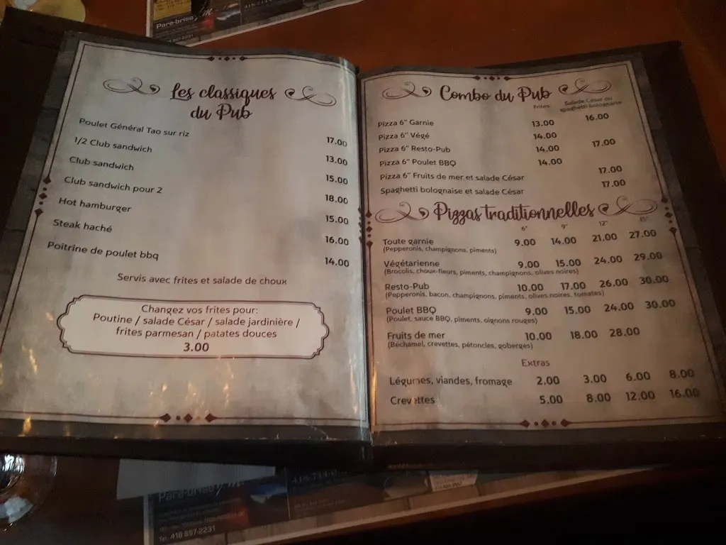 Menu_Le Pub du Lac._Cabano_image_old_2