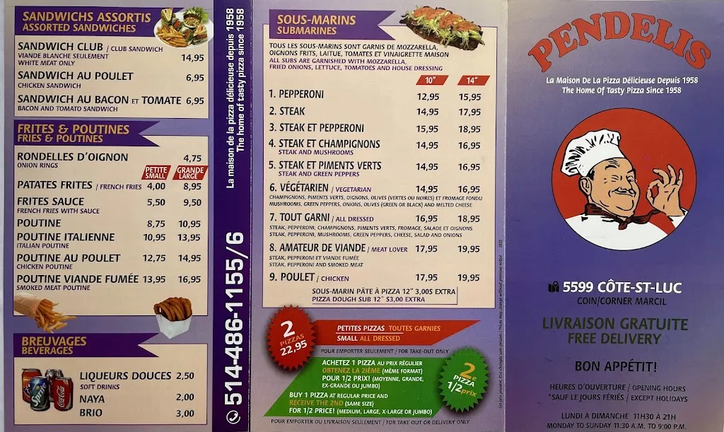 Menu_Pendeli's Pizza_Côte-Saint-Luc_image_old_1