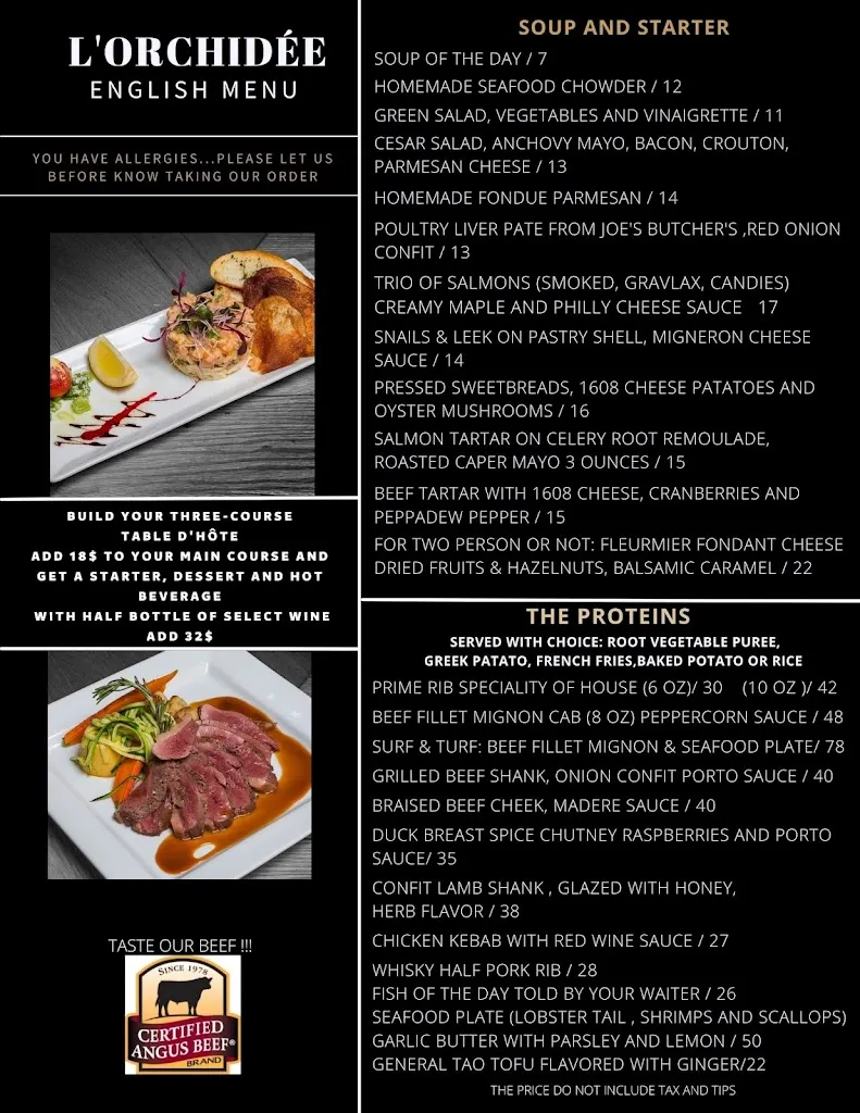 Menu_L'Orchidée_La Malbaie_image_old_2