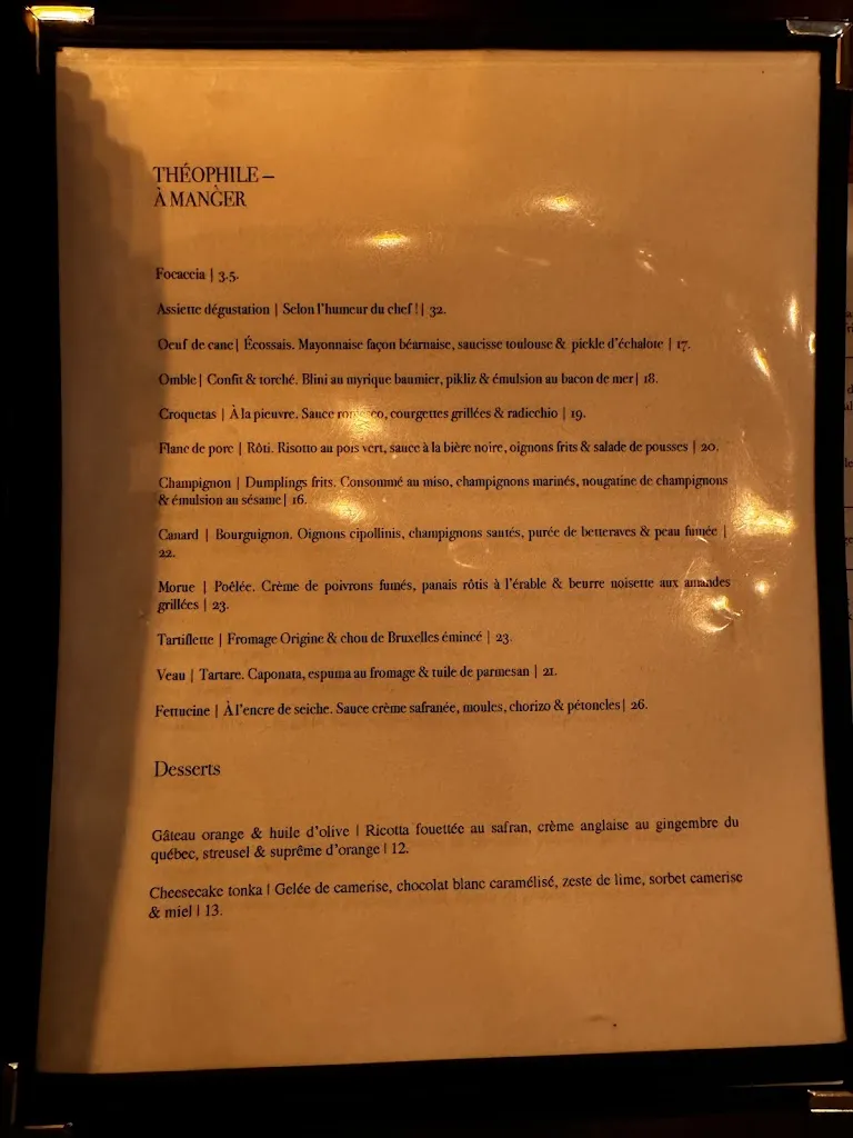 Menu_Le Théophile - Restaurant_Lévis_image_old_2