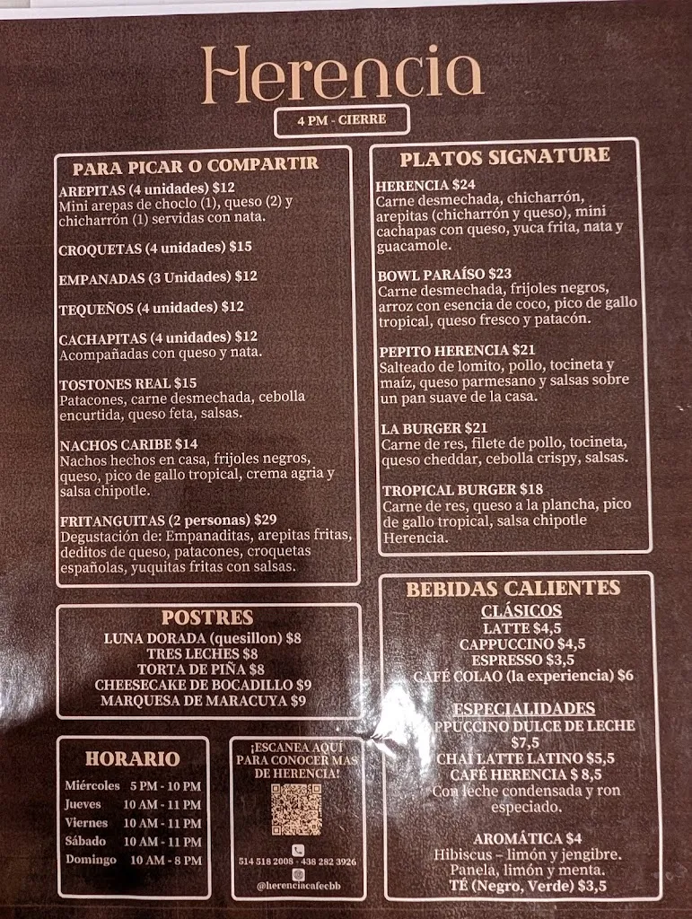 Menu_Herencia Café, Resto et Bar_Longueuil_image_old_1